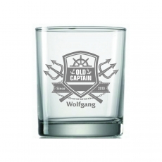 Whiskyglas Seefahrer Old Captain mit Wunschname und Jahrgang