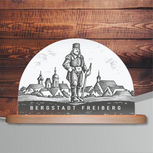 LED-Lichterbogen "Bergmann Bergstadt Freiberg" (Schwibbogen aus Acryl mit wechelbaren Motiven)