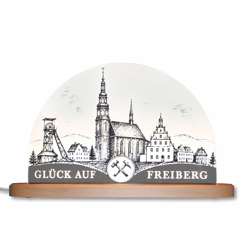 Schwibbogen Freiberg leuchtet