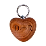 Schlüsselanhänger Holz-Herz mit Wunschbuchstaben und Motiv