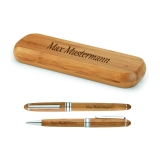 Kugelschreiber-Set Bambus mit Wunschnamen