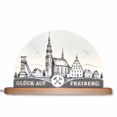 LED-Schwibbogen "Freiberg leuchtet" (Lichterbogen aus Acryl, wechselbare Motive)